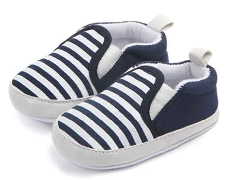 Navy Striped Baby Walking Shoes - Casual Footwear Frugal Finds Galore