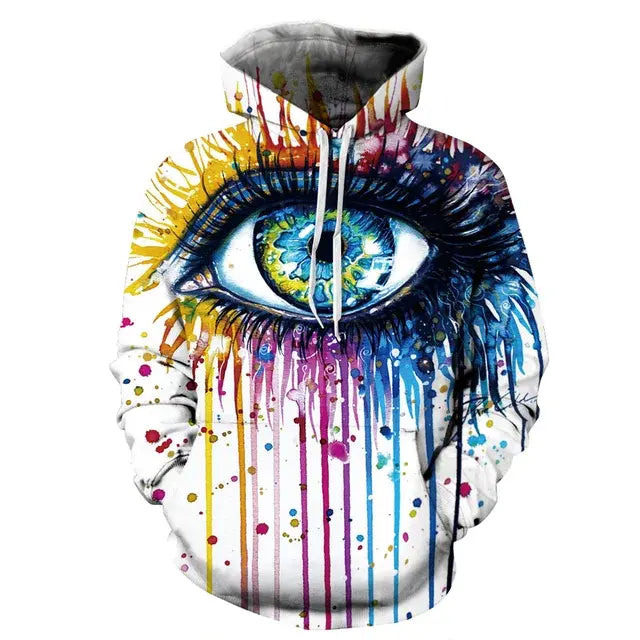 Rainbow Paint Splatter Tie-Dye 3D Hoodie