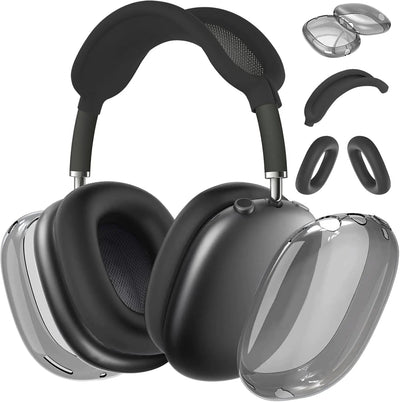 [3 Pack] TPU Case Cover for AirPods Max Headphones Clear Soft TPU Ear Cups Cover/Ear Pad Case Cover/Headband Cover for AirPods Max for Apple AirPods Max (2024/2020) (USB-C) (Clear Black) Frugal Finds Galore