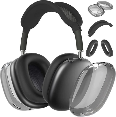 [3 Pack] TPU Case Cover for AirPods Max Headphones Clear Soft TPU Ear Cups Cover/Ear Pad Case Cover/Headband Cover for AirPods Max for Apple AirPods Max (2024/2020) (USB-C) (Clear Black) Frugal Finds Galore