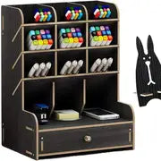 Multi-Functional Wooden Desk Organizer with Drawer Frugal Finds Galore