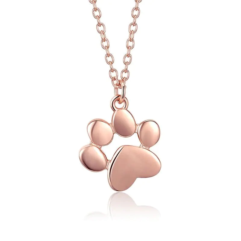 Silver & Rose Gold Pawprint Necklace