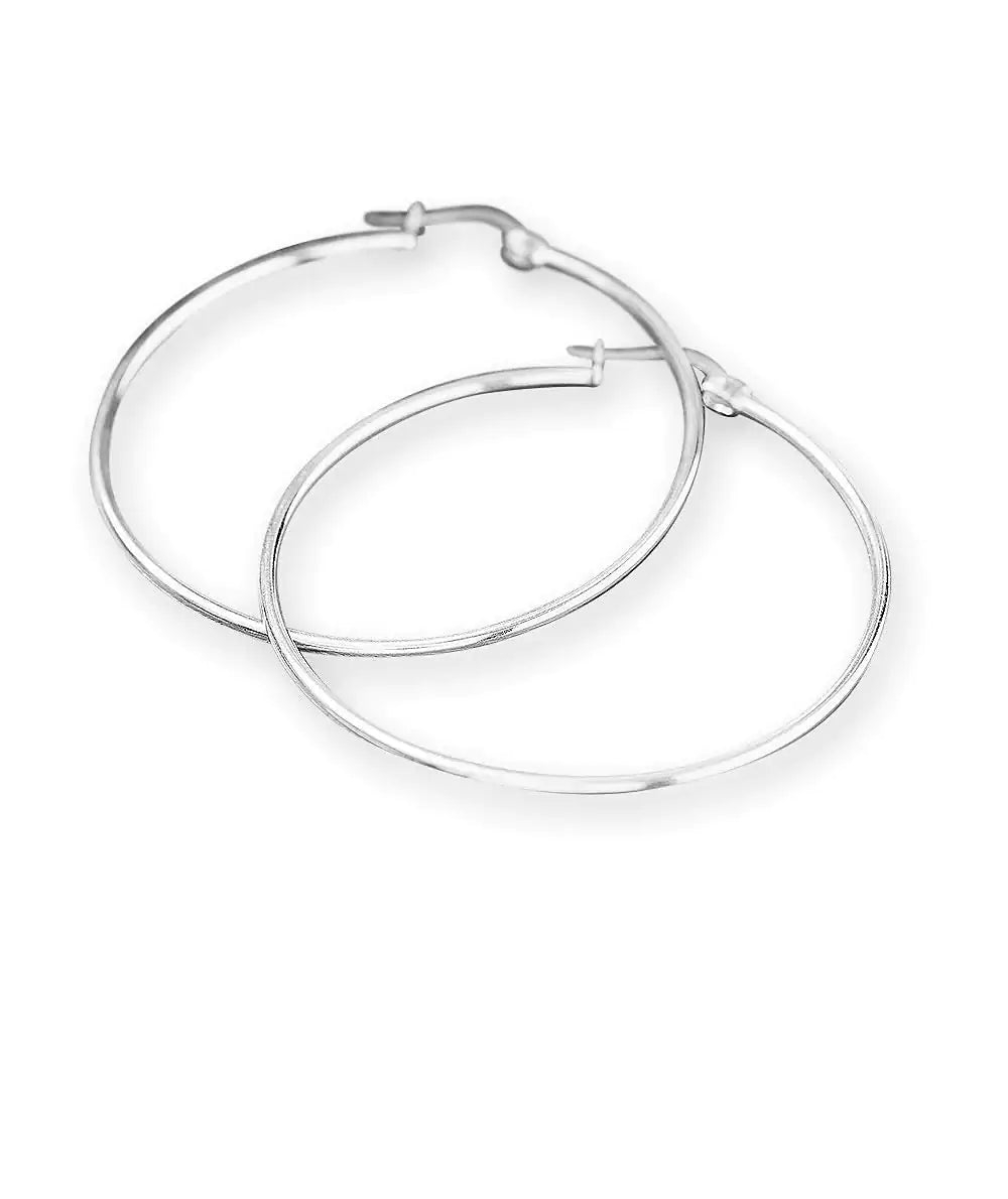 Sterling Silver Plain 1.8" Hoop Earrings