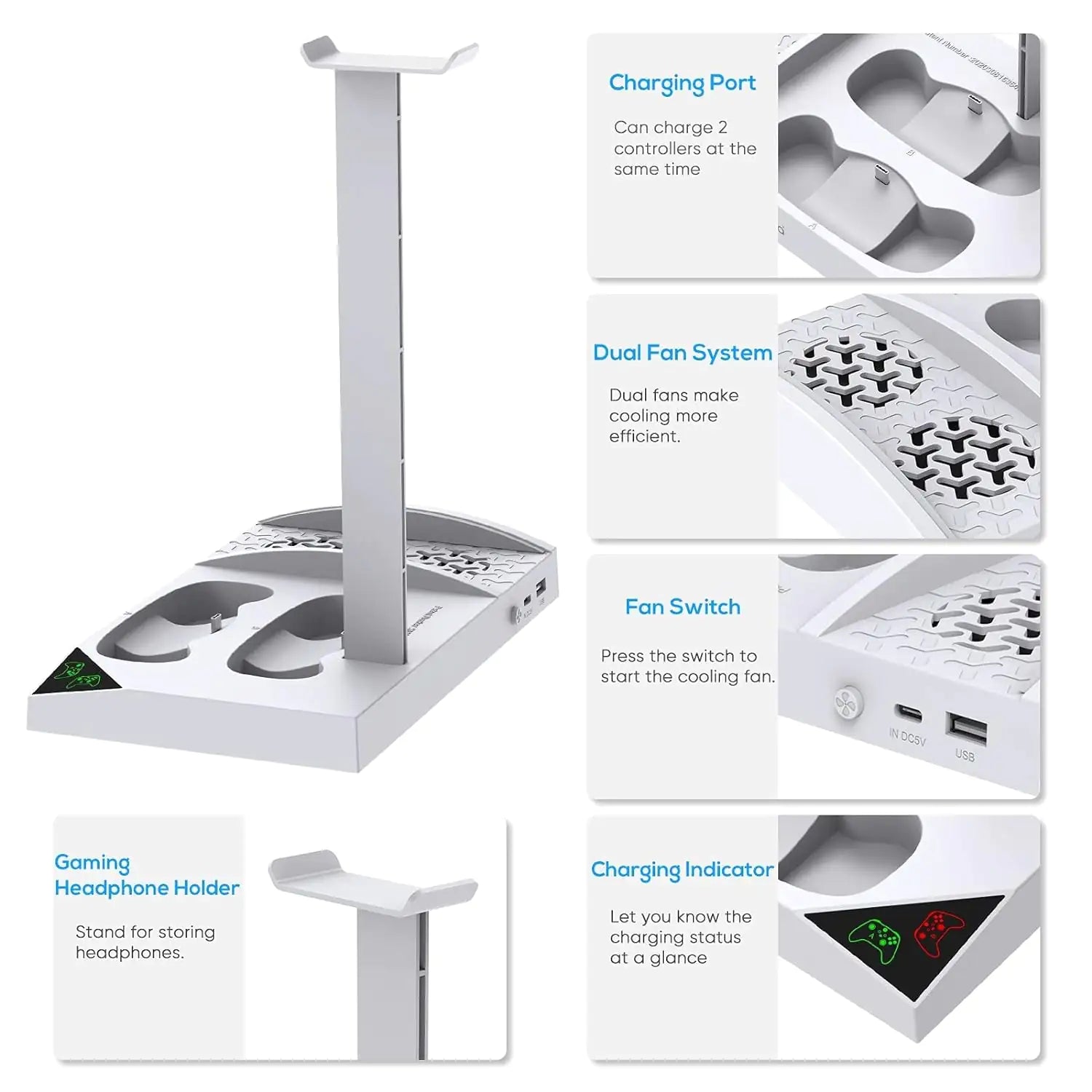 Charger Stand with Cooling Fan for Xbox Series S Console