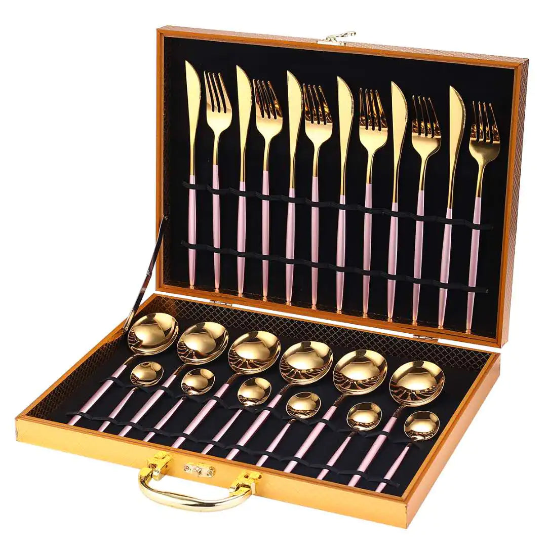 24pcs Gold Dinnerware Set