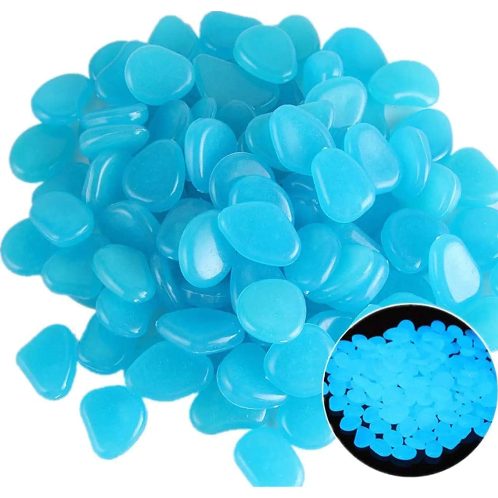 300PCS Glow in The Dark Garden Glowing Rocks Fish Tank