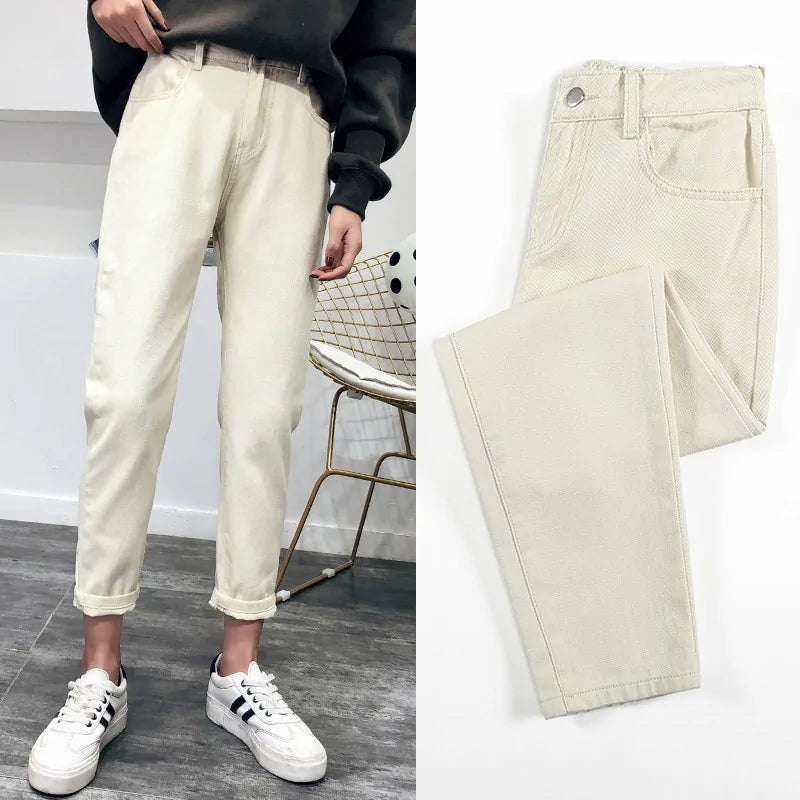 Fashion Elastic Waist Jeans Trousers