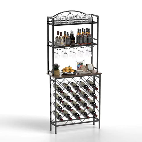 Tall Wine Holder Stand With Wine Glass Holder Frugal Finds Galore