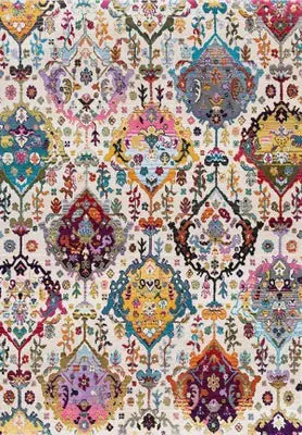 Bohemian Turkish Area Rug, Multicolor Floral Carpet Frugal Finds Galore