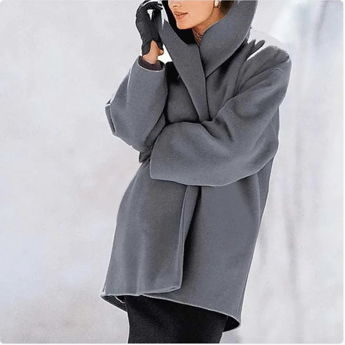 Loose Hooded Woolen Coat