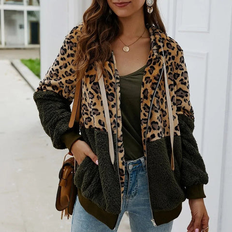 Soft Leopard PrintFur Hoodie Coat Frugal Finds Galore