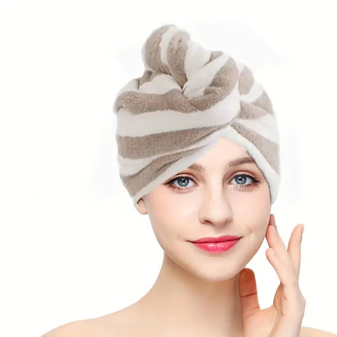 Coral Fleece Microfiber Hair Drying Towel and Shower Cap Frugal Finds Galore