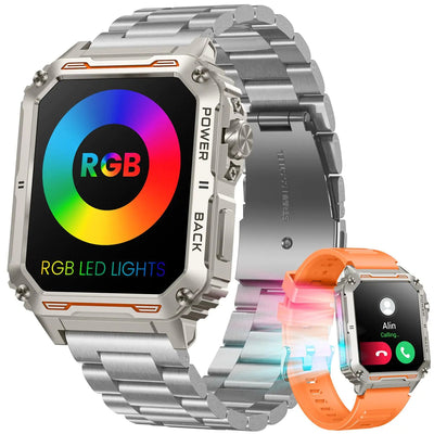 Fitness Tracker Watch: 1.91" Touchscreen Smart Watch with RGB LED Lights Answer/Make Call Pedometer Heart Rate Blood Pressure Monitor Activity Tracker Waterproof for Android iOS Frugal Finds Galore