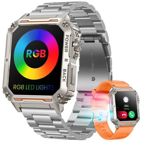 Fitness Tracker Watch: 1.91" Touchscreen Smart Watch with RGB LED Lights Answer/Make Call Pedometer Heart Rate Blood Pressure Monitor Activity Tracker Waterproof for Android iOS Frugal Finds Galore
