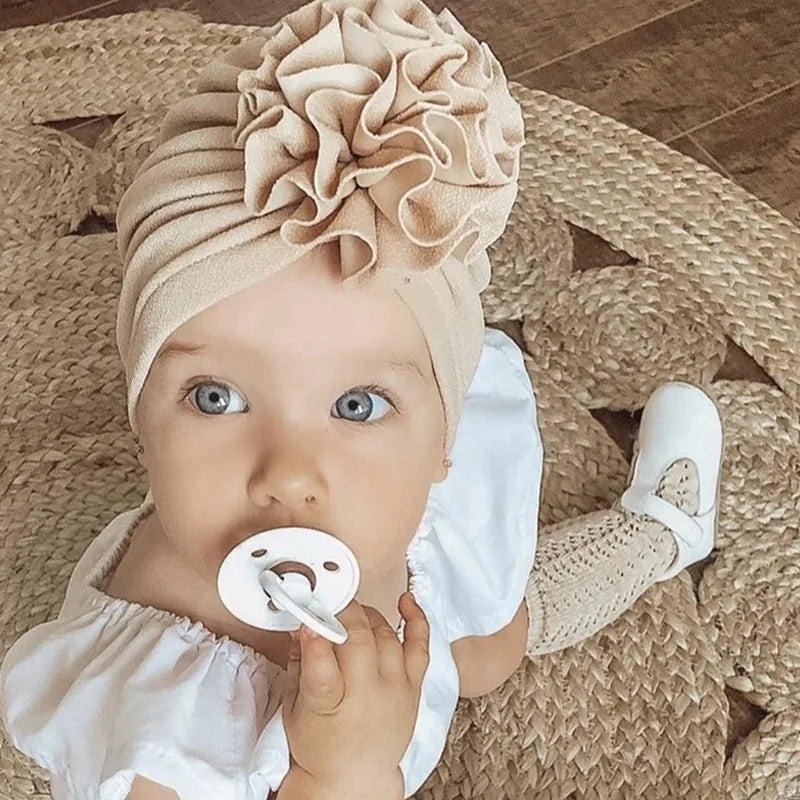 Toddler Headwraps with Flower Turban Hats, Elastic Hair Accessories