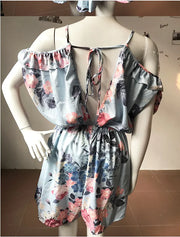 V-Neck Floral Print Jumpsuit with Straps Frugal Finds Galore