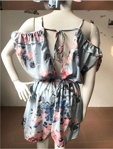 V-Neck Floral Print Jumpsuit with Straps Frugal Finds Galore