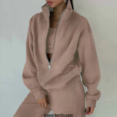 Women's Tracksuit Solid Hooded Sport Suit Frugal Finds Galore