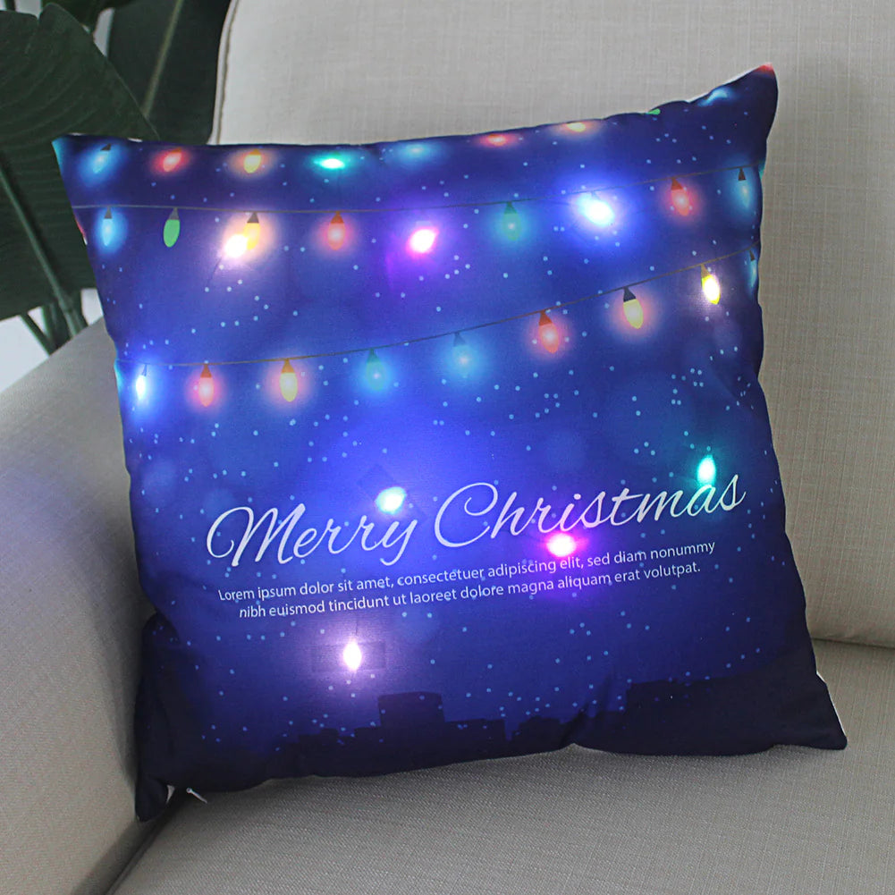 Super Soft Plush Christmas LED Lantern Pillowcase