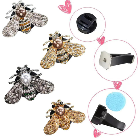 Cute Bee Car Air Freshener Clip with Pearl & Rhinestones Frugal Finds Galore