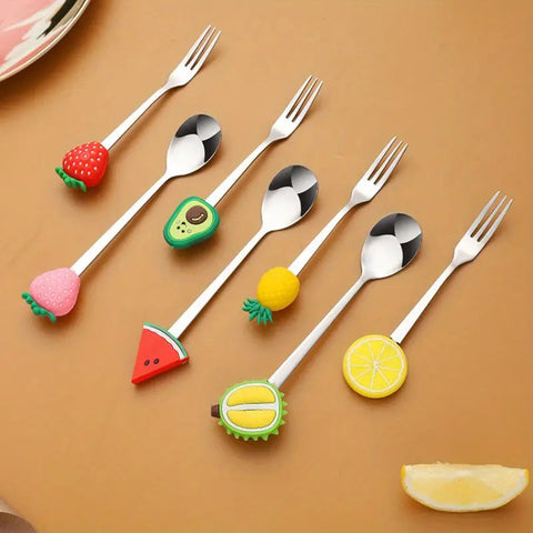 Fruit Handle Stainless Steel Spoon and Fork Set of 2 Frugal Finds Galore