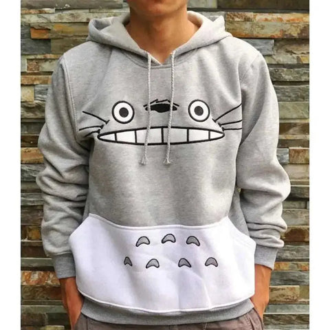 Long Sleeve Totoro print hoodie with cozy design and whimsical anime-inspired style.