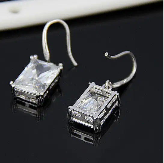 Royalty Earrings Emerald Cut Big