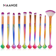 10-Piece Shell Makeup Brush Set - Beauty Tools Frugal Finds Galore