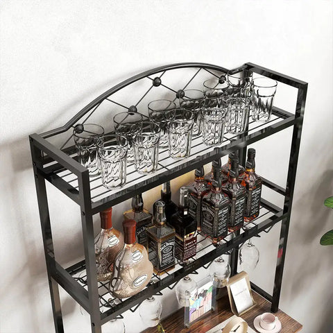 Tall Wine Holder Stand With Wine Glass Holder Frugal Finds Galore