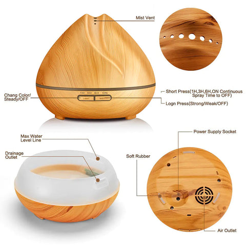 Wood Grain Humidifier with Essential Oil Diffuser Frugal Finds Galore