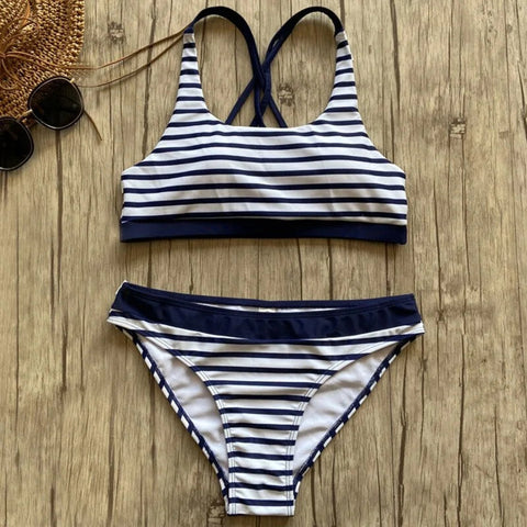 Women's Striped Beach Push Up Bikinis Set Frugal Finds Galore