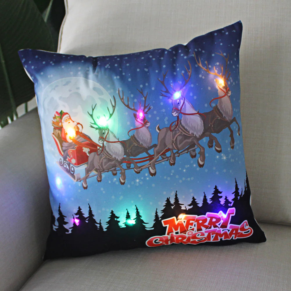 Super Soft Plush Christmas LED Lantern Pillowcase