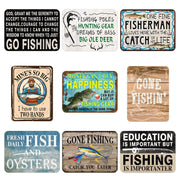 9 PCS Funny Vintage Gone Fishing Wall Art Decor for Home Garden Yard Decorations Frugal Finds Galore