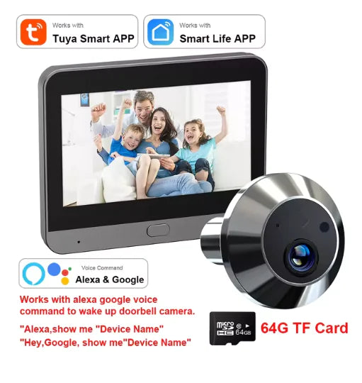 Mini Smart 3MP WiFi Door Peephole Camera