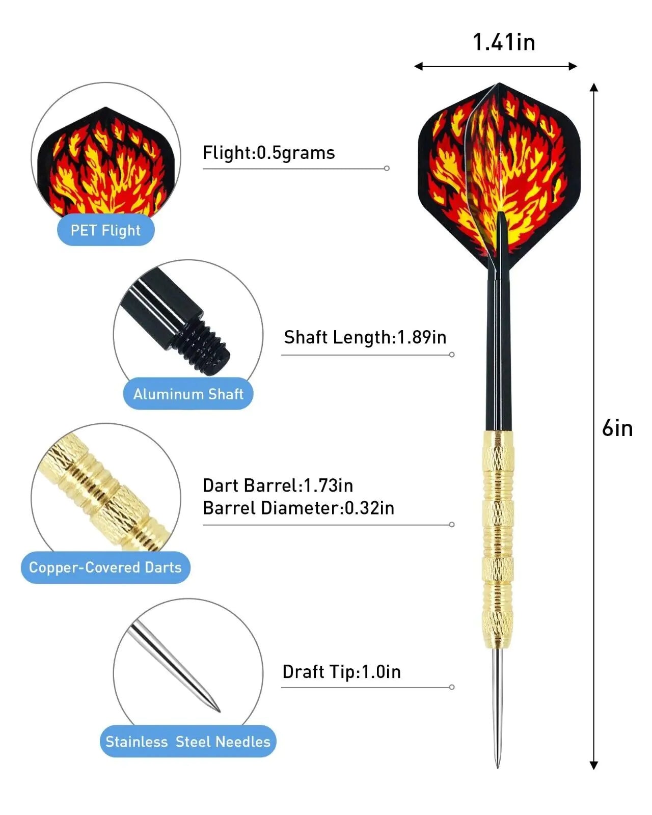 5 Sets (15Pcs) Steel Tip Professional Darts Set