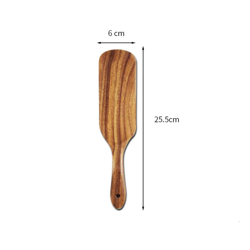 Acacia Teak Wood Long-Handled Spatula Set