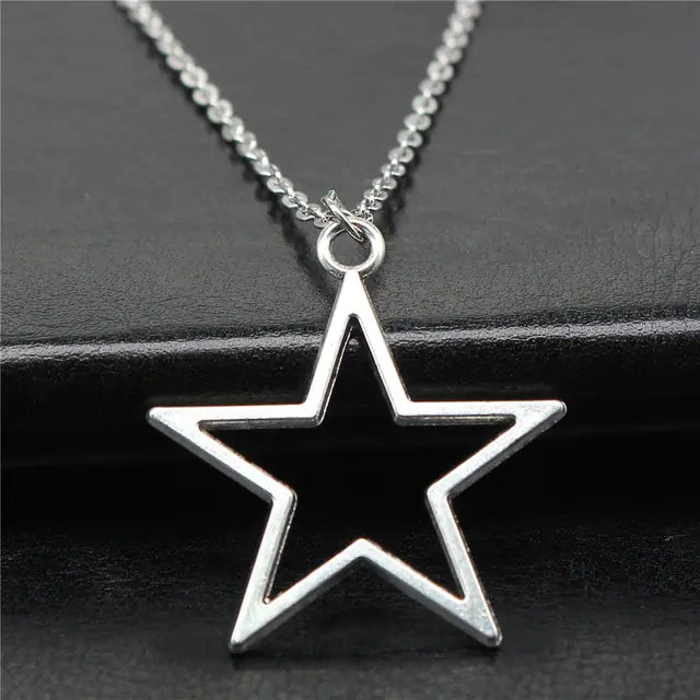 Simple Vintage Hollow Star Pendant Necklace