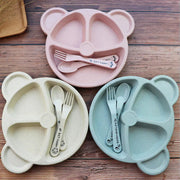 Split Bear Children's Dinner Plate Set with Utensils Frugal Finds Galore