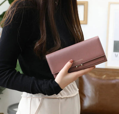 Women's Long Suede Wallet - Clutch Purse Frugal Finds Galore