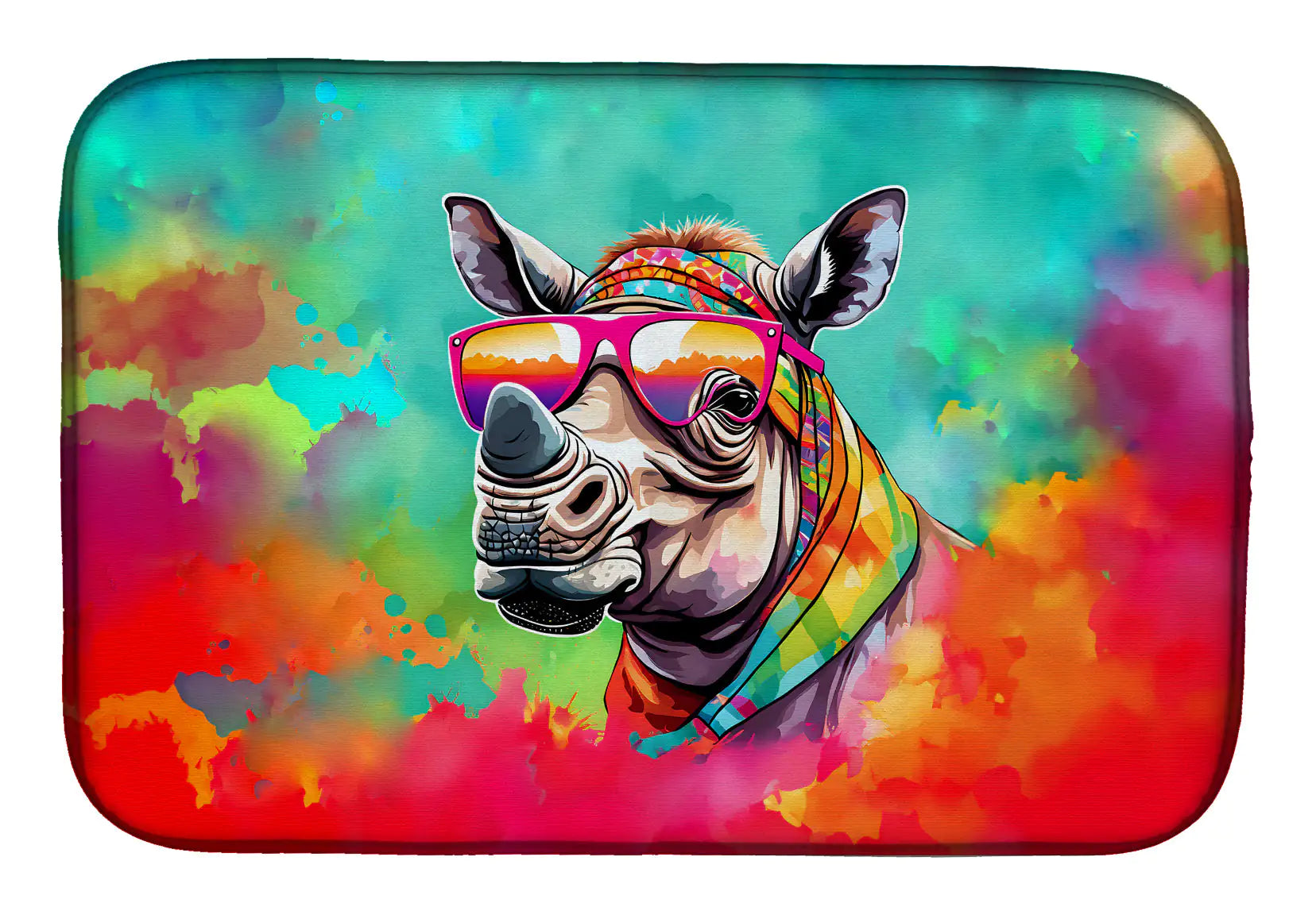 Hippie Animal Rhinoceros Dish Drying Mat