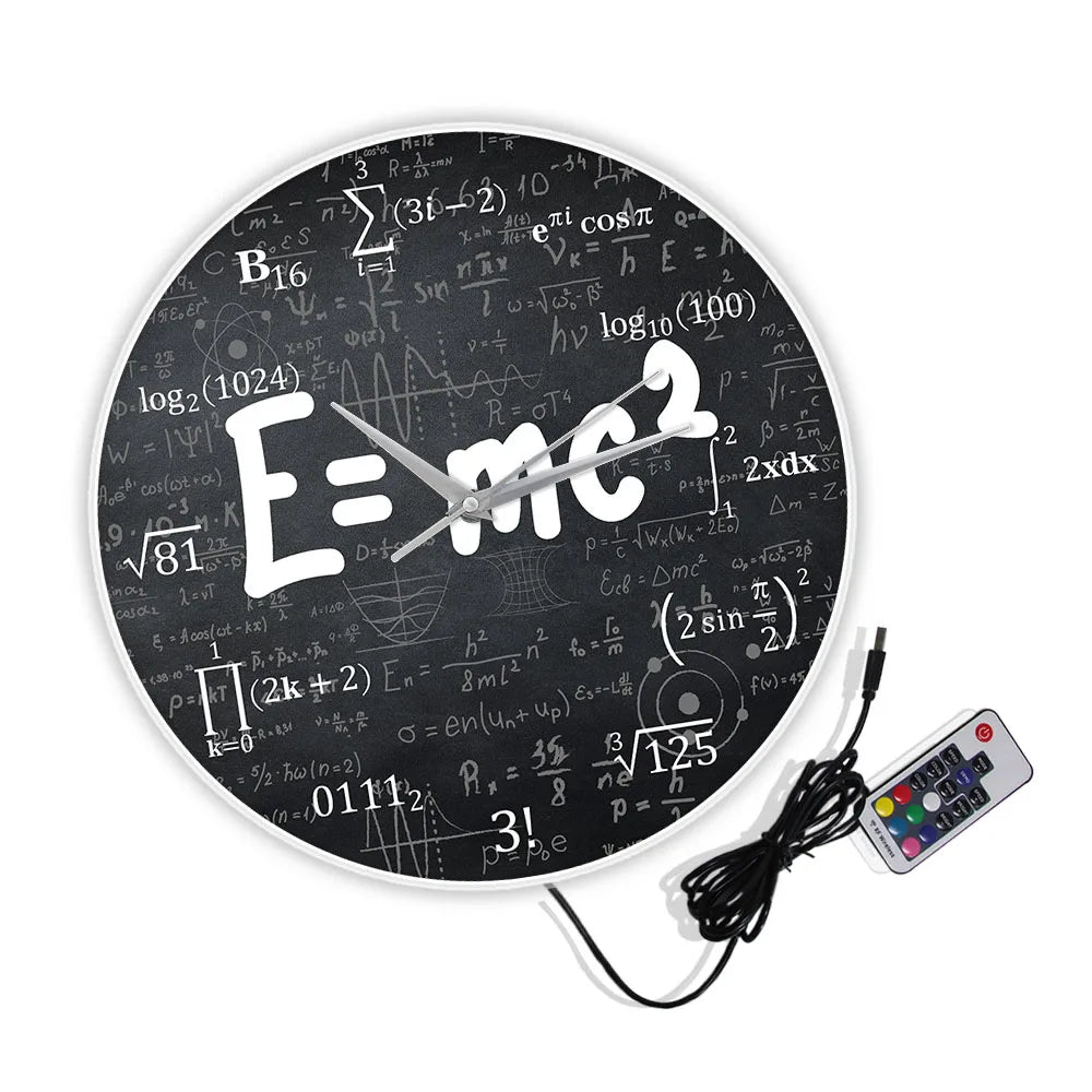 E=mc2 Math Formula Geek Wall Clock