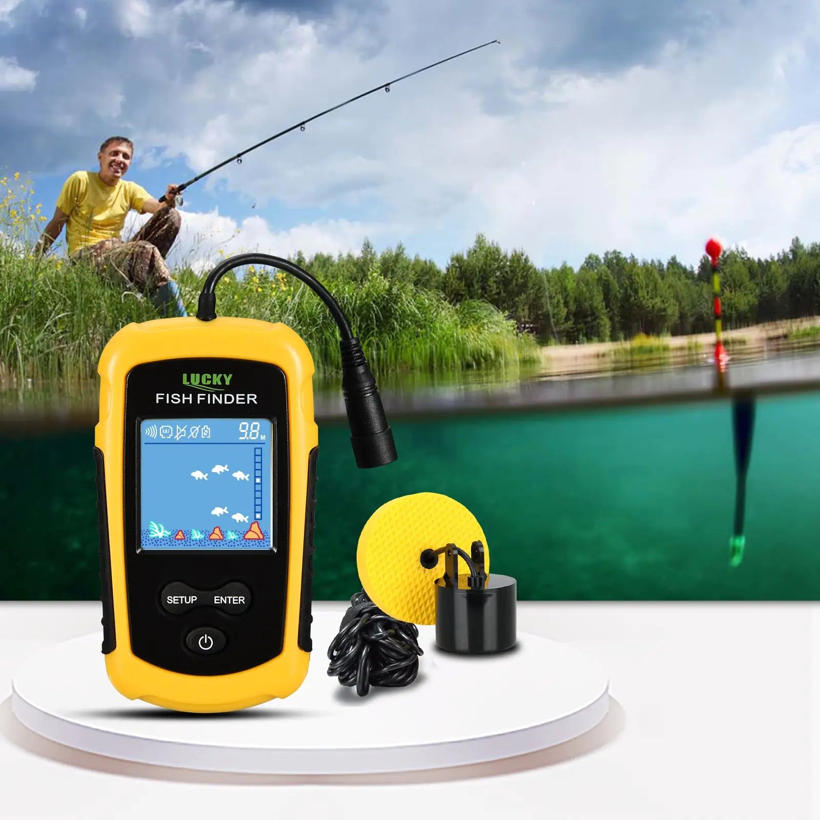 Portable Sonar Fish Finder FFC1108-1: 100M Range, Ideal for Lake and Sea Fishing