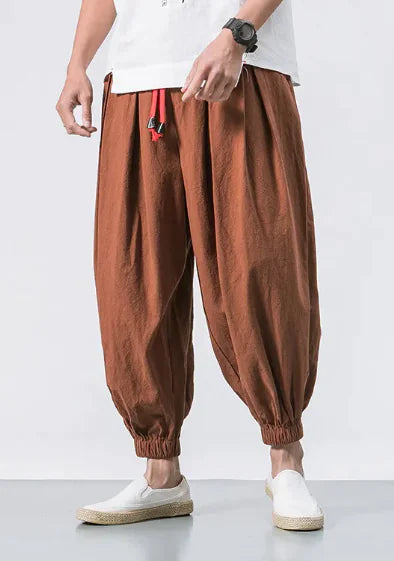 Men's Loose Cotton Linen Wide-Leg Pants