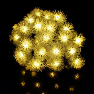 Yellow Snowball Solar String Lights Frugal Finds Galore