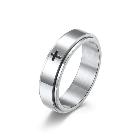 Minimalist Cross Rotatable Stainless Steel Ring Frugal Finds Galore
