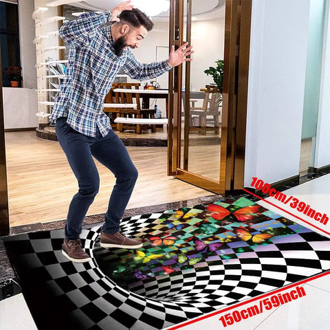 3D Geometric Illusion Rug - Non-Slip and Absorbent Frugal Finds Galore