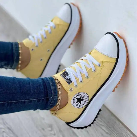 Women's Canvas Lace up Sneakers Frugal Finds Galore