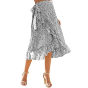 High Waist Black Floral Ruffle Chiffon A-Line Skirt Frugal Finds Galore