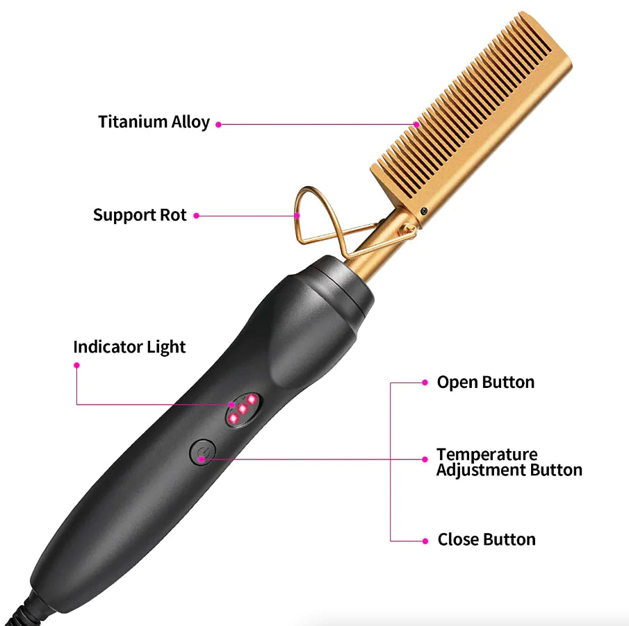 Electric Hair Straightening Heat Hot Comb Press