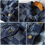 Denim Jacket Blue Button Plaid Frugal Finds Galore